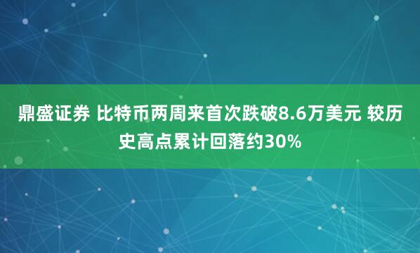 鼎盛证券 比特币两周来首次跌破8.6万美元 较历史高点累计回落约30%