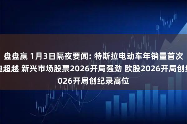 盘盘赢 1月3日隔夜要闻: 特斯拉电动车年销量首次被比亚迪超越 新兴市场股票2026开局强劲 欧股2026开局创纪录高位