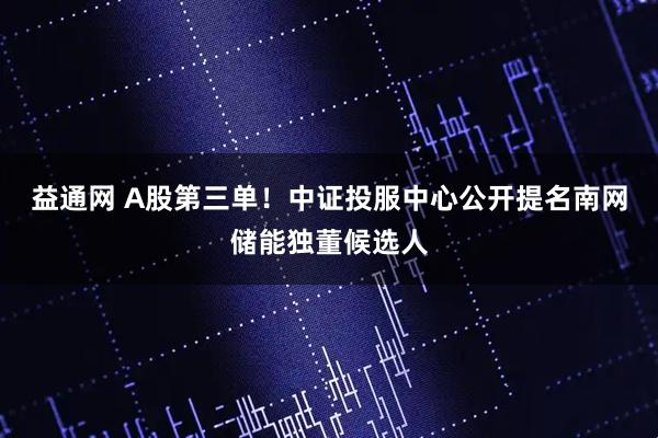 益通网 A股第三单！中证投服中心公开提名南网储能独董候选人